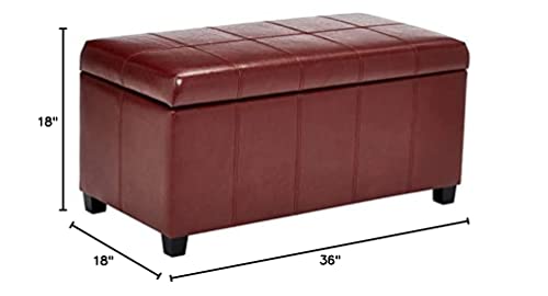 First Hill Fhw Bench Collection Rectangular Storage Ottoman, Radicchio Red #TOP2