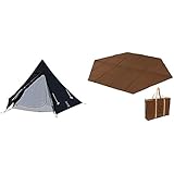 DOD(ディーオーディー) ワンポールテントS 3人用 【収納コンパクト&かんたん設営】 T3-44-BK & ワンポールテントSキノコテント用マット 【厚さ6mm】 MA3-769-BR【セット買い】