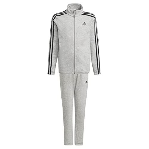 adidas Survêtement gn3987, Haut : Gris Moyen chiné/Noir. Bas : Gris Moyen/Noir, 14 Ans Mixte Enfant