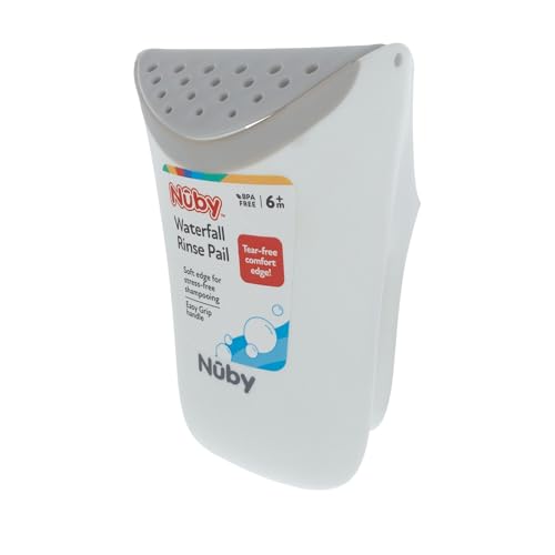 Nuby Waterfall Rinse Pail - Gentle Rinsing Water Scoop for Tear-Free Infant and Toddler Bath Time - 6+ Months - Baby Bath Essentials