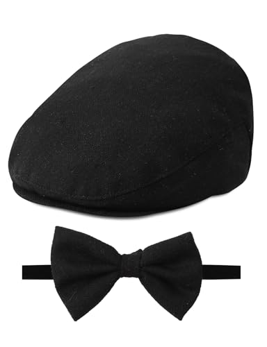 A&J DESIGN Baby Boy Driver Cap, Toddler 2pcs Newsboy Cap & Bow Tie （3 Months - 8 Years）