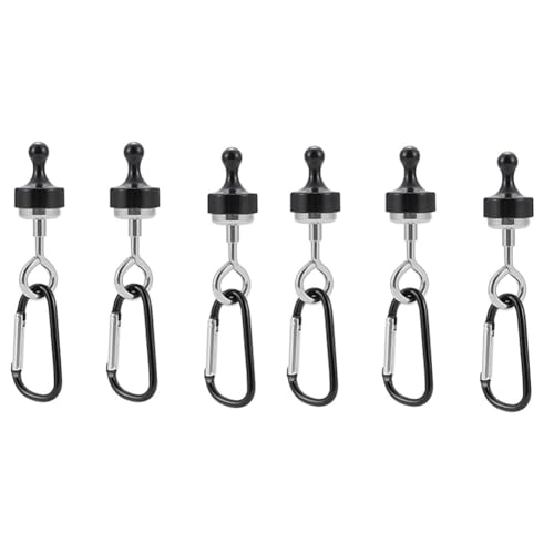 Dytebeply Magnet Camping Hooks Carabiner Clip D Shape Tent Buckles for Outdoor Camping Hooks 6PCS -Black