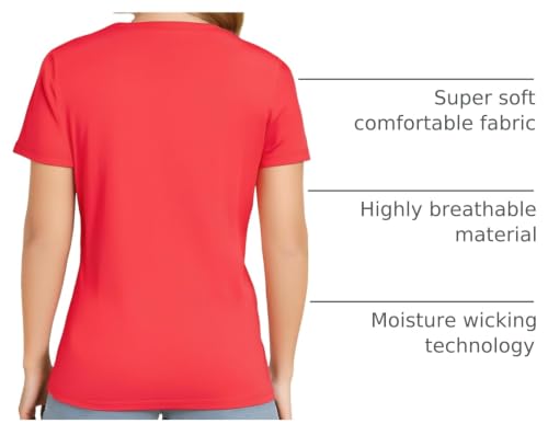 Image of V Neck T Shirts for Women, Athletic Short Sleeve Workout Top, UV Sun Protection, Quick Dry Moisture Wicking Shirts for Women
