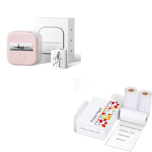 Image of Ponek T02 Mini Printer (Pink with 1 Roll Paper+T02 Paper (50mm x 3.5m & Keep 10 Years)