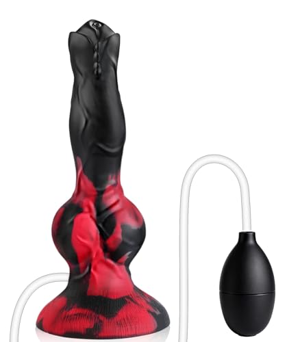 Squirting Monster Dildo Sex Toys 8.3 Silicone Ejaculating Fantasy Dildo Soft with 2 Knots Beginners Dog Cumming Dildos with Suction Cup for G Spot Anal Adult Sex Toy for Women Men