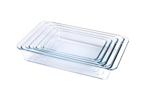 HUSANMP 4-Piece Tempered Glass Baking Pan Set (1L-4.2L)