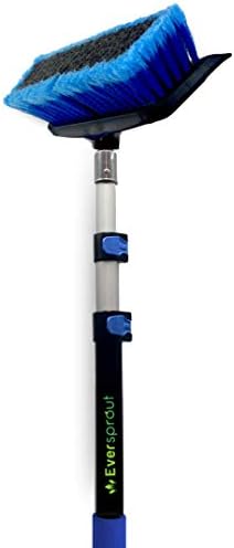 EVERSPROUT 5-to-12 Ft Car Brush with Rubber Bumper, Lightweight Extension Pole Handle, Soft Bristles Car Wash Brush, RV Wash Brush, Truck Wash Brush, Boat Brush, Solar Panel Cleaning Brush and Pole