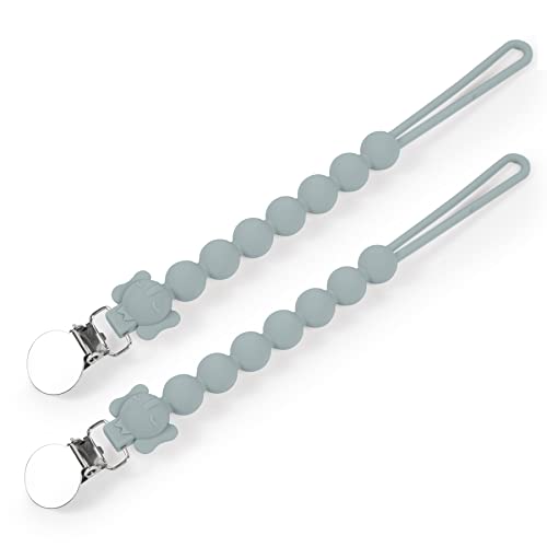 Image of Silicone Pacifier Clip - One-Piece Unisex Pacifier /Teether Holder for Baby Boys & Girls | Pack of Two