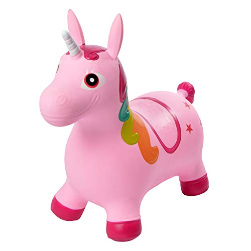 Pink Papaya Hüpftier Sandy Einhorn, Unicorn Hüpfpferd ab 3 Jahren, bis 50 kg, aufblasbares Kinder Hüpfspielzeug, BPA frei inkl. Pumpe Cover