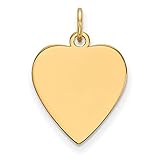 14k Yellow Gold .018 Gauge Heart Engravable Disc Charm Necklace Pendant Simple Shaped Plain Love Fine Jewelry For Women Gifts For Her