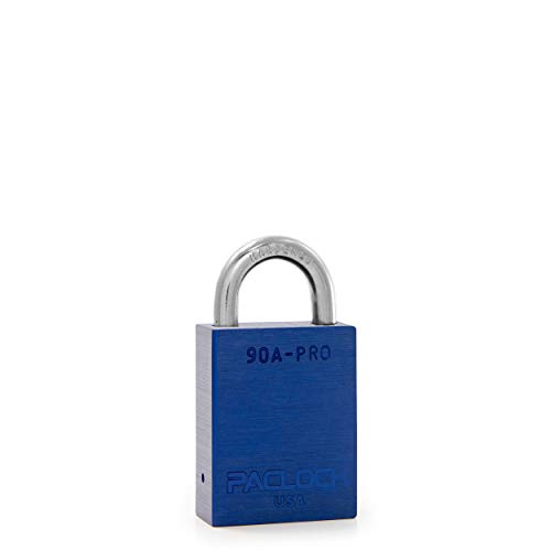 Image of PACLOCK's 90A-PRO Padlock, 1 /4 inch Diameter Hard. Steel Shackle, 3 /4 inch Tall, High Performance 7-Pin Cylinder w / 1 Key, Keyed Differently, Blue