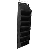 Lurrose 黒色オックスフォード布製ドア掛け収納バッグ フック付き 大容量多機能バスケット型 吊り下げ式家庭やキッチンの日常使いに最適なシンプルエレガントなデザイン 1セット
