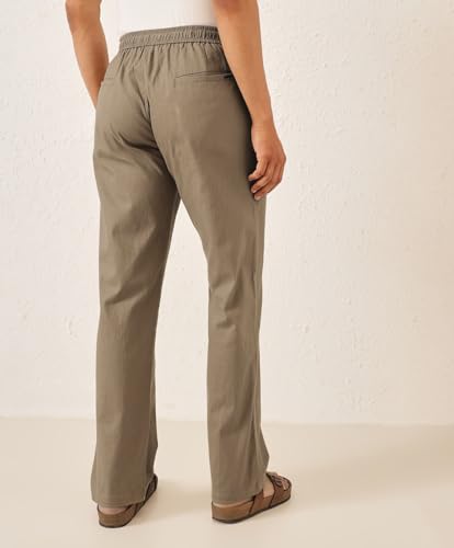 Image of Majestic Man Men's Premium Linen Blend Pants | Lightweight Fabric | Elastic Waist with Drawstring | Regular Fit | Side, Back Pockets | Perfect for Casual, Holidays & Travel