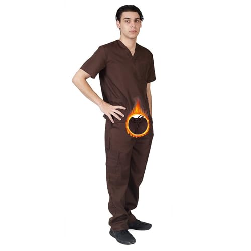 M&M SCRUBS Men Scrub Set Medical Scrub Top and Pants M Chocolate