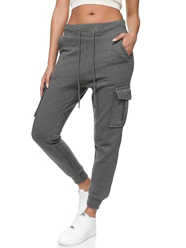 REPUBLIX Damen Cargo Jogginghose Jogger Sporthose Jogging Sweat Pants RD-030 Anthrazit L