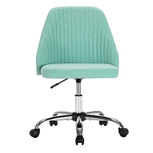 Image of DUMOS Home Office Chair, Mid-Back Armless Twill Fabric Adjustable Swivel Task Chair for Small Space, Living Room, Make-up, Studying