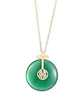 AMINKINA 14K Chrysoberyl Pendant Necklace, White Jade Pendant Necklace, Mother's Day, Birthday Gi...