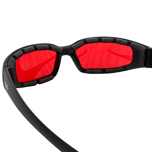 Global Vision Chicago Padded Motorcycle Safety Sunglasses For Men Or Women Rx-Able Red Lens Glasses #TOP4