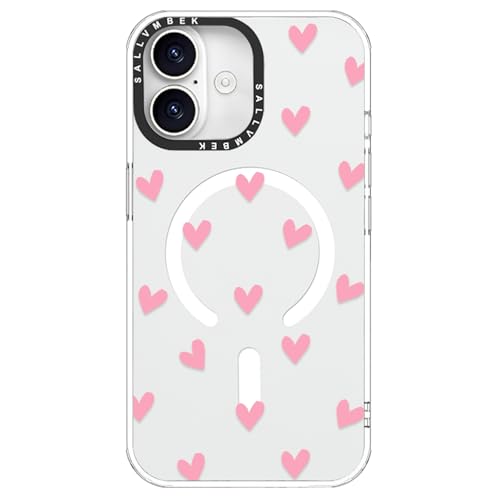 sallvmbek for iPhone 17 Case,Compatible with MagSafe,Cute Love Heart Print Pattern Design,Magnetic Magnet Mag Safe Shockproof Protective Clear TPU Bumper Cases Cover for Women Girly