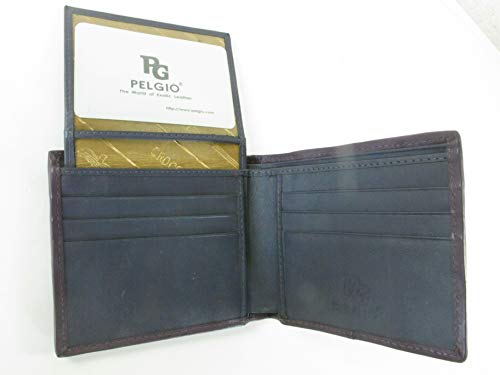 Image of Pelgio Genuine Crocodile Alligator Backbone Skin Leather Bifold Wallet ([B1] 6 Card Slots + 2 ID Windows + 2 Compartment for Bills, Purple)