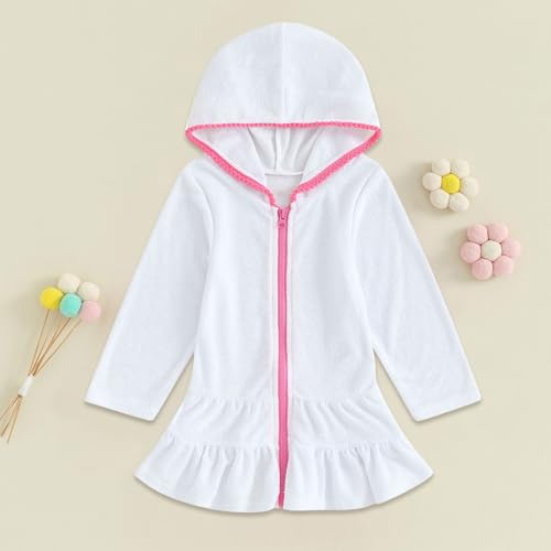 Toddler Baby Swim Cover Up Boy Girl Terry Cloth Hooded Zip-up Cover Ups for Swimwear Summer Beach Bathing Suits Wraps4