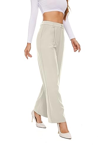 FUNYYZO 2025 Women Wide Leg Pants High Elastic Waisted in The Back Business Work Trousers Long Straight Suit Pants3