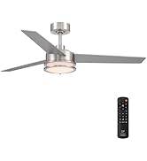 DESIGNERS FOUNTAIN Cassini Smart Ceiling Fan with Lights, 52 Inch LED Light Indoor Outdoor 3-Blad...