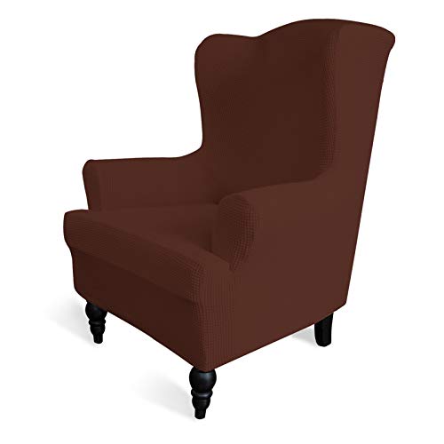 Greatime Sofaüberzug für Ohrensessel Relaxsessel, Stretch Sofabezug für Kinder Hunde Katze, Rutschfester Sofaüberwurf, Weicher Möbelschutz Couchbezug mit Gummiband, Kaffee