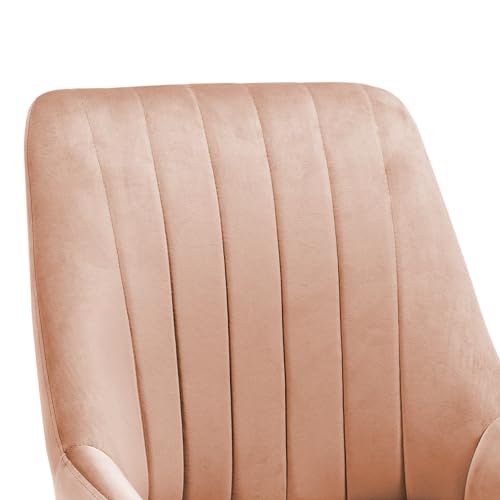 Image of Finch Fox Morris Velvet Dining Chair for Living Room, Bedroom, Home Office with Black Metal Legs in Peach Color