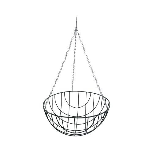 Oakland Gardens Wire Hanging Baskets 12 Inch (30cm) Hanging Planter for Indoor and Outdoor Use|Green Coated Steel Frame with Zinc-Coated Steel Chains|Ideal for Home Decor Garden Decoration|Pack of 1