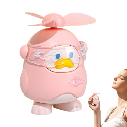 Ventilador de mano portátil, diseño de pato, ventilador personal alimentado por USB, ventilador de bolsillo portátil con cordón, bonito ventilador pequeño, ventilador que funciona con pilas