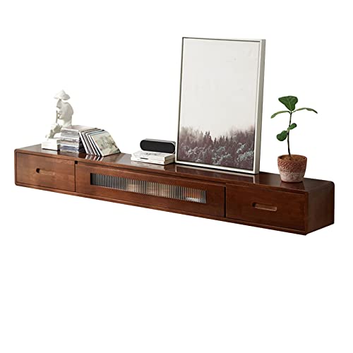 FPIGSHS 140 Cm Meuble TV Flottant en Chêne avec Trou De Câble,Console Multimédia Murale avec 2 Tiroirs, Meuble TV Suspendu Bois pour Salon Chambre À Coucher, 4 Couleurs (Color : A, Size : 140CM) Cover