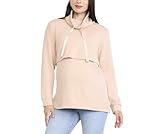 Motherhood Maternity Women's Long Sleeve Funnel Neck Nursing Pullover Pregnancy Sweatshirt for Breastfeeding, Moonlight, Small