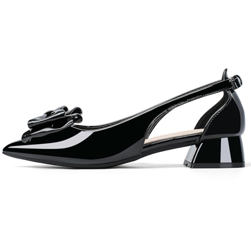 Slingback Jane Heels for Women Low Block Heel Closed Square Toe Pump Shoes Heels Classic Daily Office Dressy Shoes3