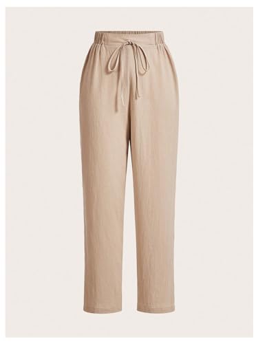 WDIRARA Women's 2 Pack Pants High Elastic Waist Casual Work Office Long Trousers3