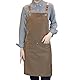 Qukaim Arbeitsschürze aus Segeltuch, wasserdicht, verstellbarer Riemen, stilvoll, bequem, Kochschürze für Kaffee, Nagel-Backgeschäft, heller Kaffee, mehrfarbig, 60_x_180_cm