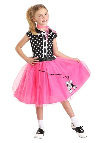 Disfraz niña años 50 con falda rosa y accesorios