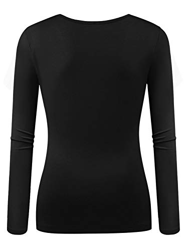 Beauhuty Women's Deep V Neck Slim Fitted Long Sleeve T-Shirt Front Wrap Ruched Tee Tops3
