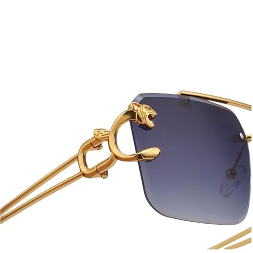 Fashion Leopard Rimless Sunglasses Double Bridges Gradient Ocean Film Shades Luxury double bridge4