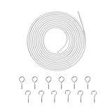 Plastic Coated Window Curtain Wire, Picture Hanging Wire with 12 Pairs of Screw Eyes and Hooks