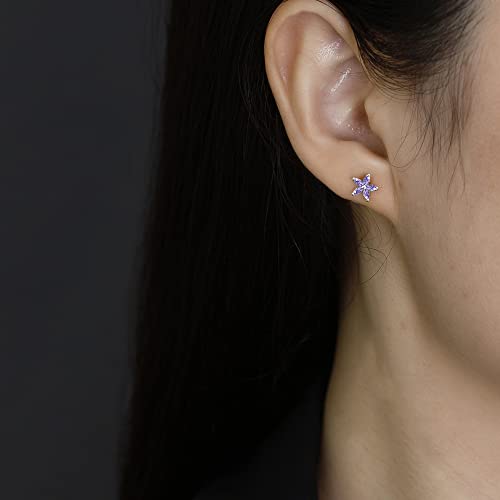 Rnivida 925 Sterling Silver Small Cz Flower Stud Earrings for Women, Hypoallergenic Dainty Cubic Zirconia Flower Earring for Sensitive Ears4