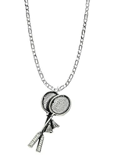 Raquettes de badminton pendentif argent 925, le cadeau idéal dans son écrin