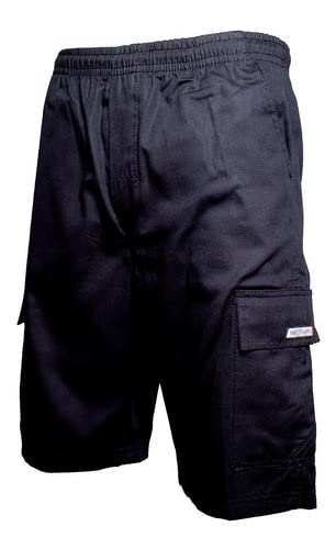 Bermuda Calção Brim Sarja Masculino Elástico Cordão Cargo 5 bolsos Algodão Reforçado Uniforme Tamanh