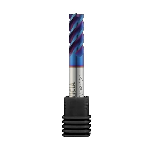 Image of 1 /4 inch Nano-Coated Tungsten Carbide End Mill, 4 Flute Micro-Grain Endmills CNC Milling Cutter Bits for Stainless Steel -HRC65