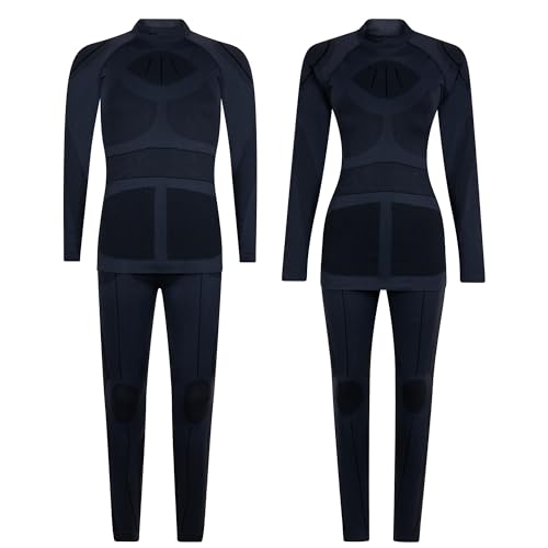 Toufer - Conjunto de ropa interior térmica, camiseta de manga larga y pantalones largos, color gris, para personas que trabajan y físicamente activas, sin costuras, elásticas, cómodas, tallas XS-4XL,