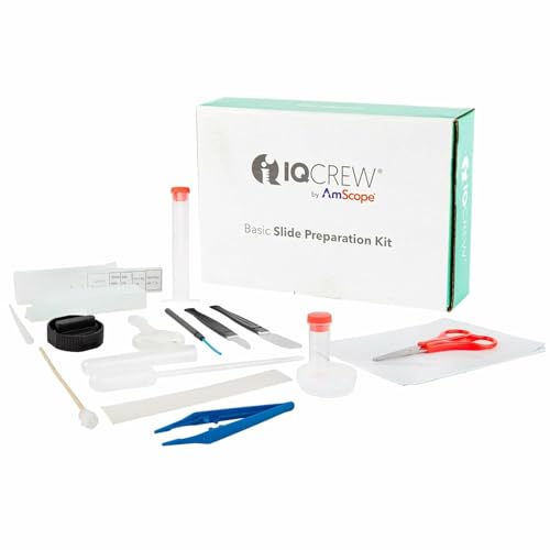 IQCrew 35-Piece Microscope Slide Preparation Kit - Essential Student Sample Specimen Set of Tools & Microscopy Accessories - SP-15