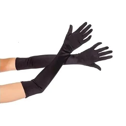 Luvas Preta Retrô Vintage Fantasia Lycra Longas - Anos 60