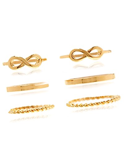 Young & Forever Rakhi Gift for Brother Sister Fancy Elite Gold Infinity midi Knuckle Stack Rings for Women Latest Ring for Girls Fashion Jewelry (Pack of 6)