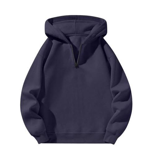 Kids Girls Half Zipper Hooded Sweatshirts Long Sleeve Solid Color Oversize Comfy Pullovers Fall Relaxed Warmth Tops