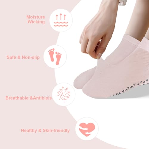 NuAngela Grip Socks Pilates Socks with Grips for Women Non Slip Yoga Socks for Barre Ballet Dance Hospital Barefoot Workout3